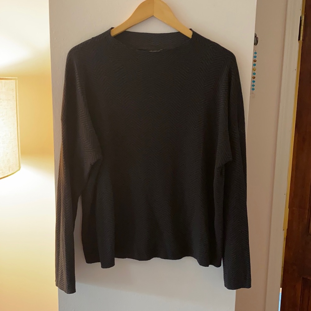 Eileen Fisher Silk and Cotton Mock Neck Black Sweater